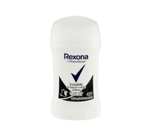 REXONA WOMEN MotionSense INVISIBLE BLACK + WHITE ركسونا ستك مزيل تعرق للسيدات غير مرئي أسود + أبيض _ 40 جرام