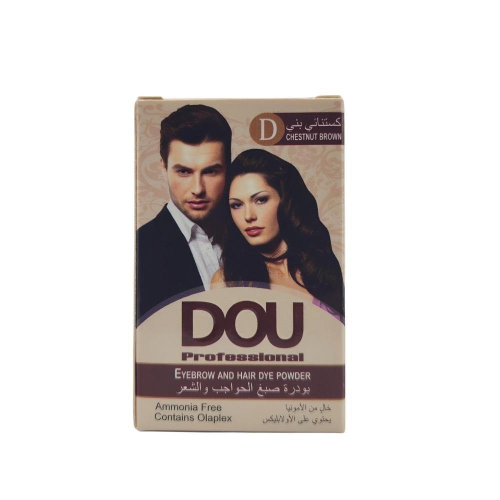 مسحوق صبغ الشعر والحواجب من دو- كستنائي بني _ 6 جرام  DOU