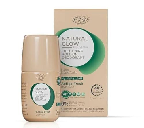 مزيل عرق رول اون ناتشورال جلو لتفتيح البشرة من ايفا سكين كير، رائحة أكتيف فريش _60 جم. EVA