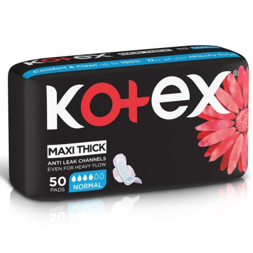 فوط صحية ماكسي عادية مع أجنحة من كوتيكس - 50 فوطة Kotex