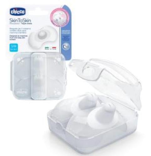 واقي حلمة شفاف من السليكون من شيكو مقاس صغير  / متوسط _ مجموعة من قطعتين Chicco