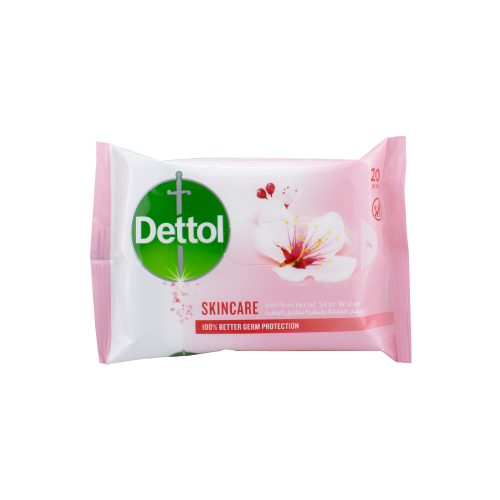 ديتول مناديل مبللة للعناية بالبشرة مضادة للبكتيريا - 20 منديل    Dettol