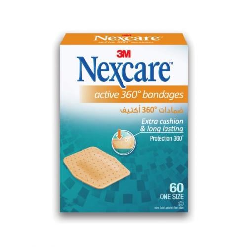 ثري إم، نيكسكير، ضمادات جروح أكتيف - 60 قطعة   Nexcare