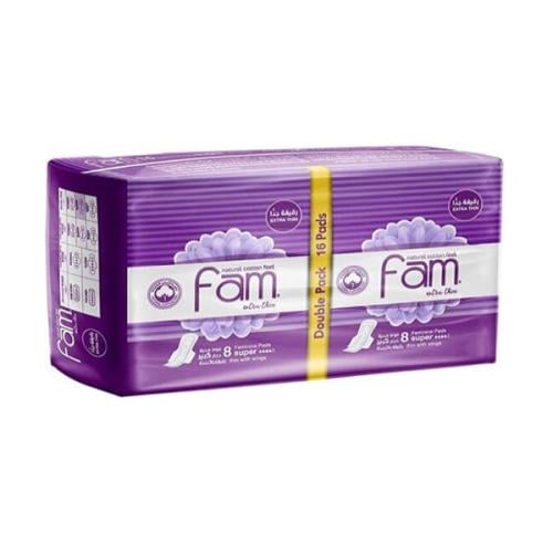 فوط صحية حجم كبير بالأجنحة من فام - 16 فوطه  Fam