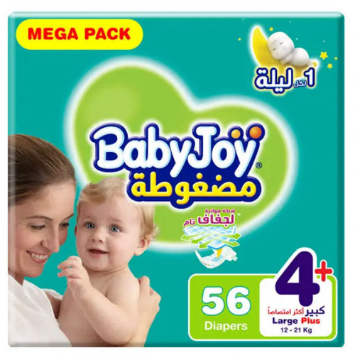 بيبي جوي مقاس (4+) عبوة ميجا 56 حفاضة.  Baby joy