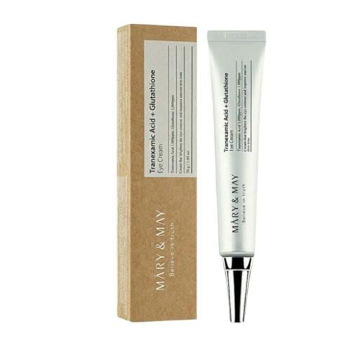 ماري اند ماي كريم العين من ترانيكساميك حمض + جلوتاثيون - مضاد قوي للأكسدة، يقلل الهالات السوداء في العين، يحسن لون البشرة غير المتساوي مع فيتامين C - مناسب للاستخدام في الصباح والليل _ 30 جرام.  Mary & May