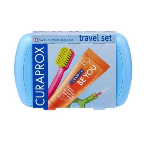 كيورابروكس، مجموعة السفر، للعناية بالأسنان، أزرق - 1 قطعة.   Curaprox