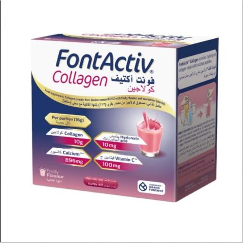 فونت أكتيف كولاجين بنكهة الفواكه الاستوائية _  28 كيس.  Fontactiv collagen