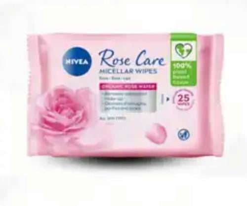 نيفيا روز كير مناديل ميسيلار بماء الورد الحيوي _ 25 منديل.  Nivea