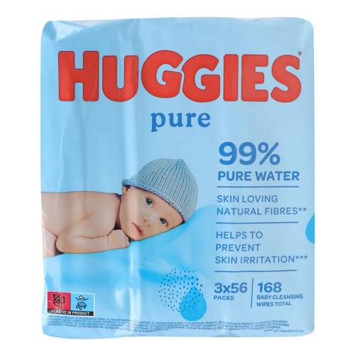 هجيس بيور مناديل مبللة للاطفال _ 168 منديل Huggies