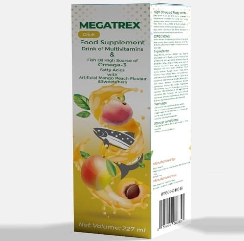 ميجاتريكس شراب مكمل غذائي اوميجا 3 متعدد الفيتامينات وزيت السمك 227 مل.  Megatrex