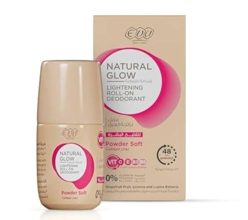 مزيل عرق رول اون ناتشورال جلو لتفتيح البشرة من ايفا سكين كير، رائحة البودرة الناعمة  _ 60 جم.  EVA