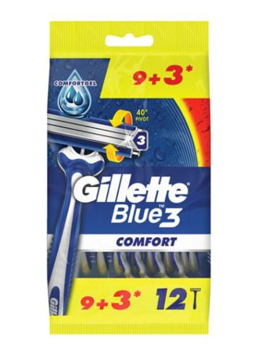 شفرات حلاقة بلو 3 كومفورت للرجال من جيليت، قابلة للاستعمال مرة واحدة، 9+3 قطع _ 12 قطعة      Gillette