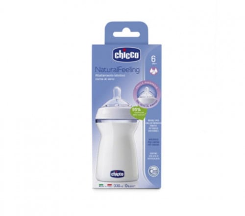 رضاعة بلاستيك شيكو 330 مل الإحساس الطبيعى للرضاعة لعمر 6 شهور .Chicco
