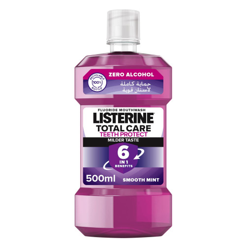 غسول الفم، عناية كاملة، خالٍ من الكحول، نعناع ناعم من ليسترين _ 500 مل Listerine