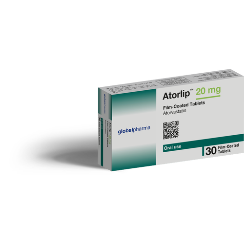 أتورلب 20 مجم، يقلل مستوى الكولسترول في الدم ويحمي من مضاعفات ارتفاع مستوى الكولسترول _ 30 قرص     Atorlip 20 Mg