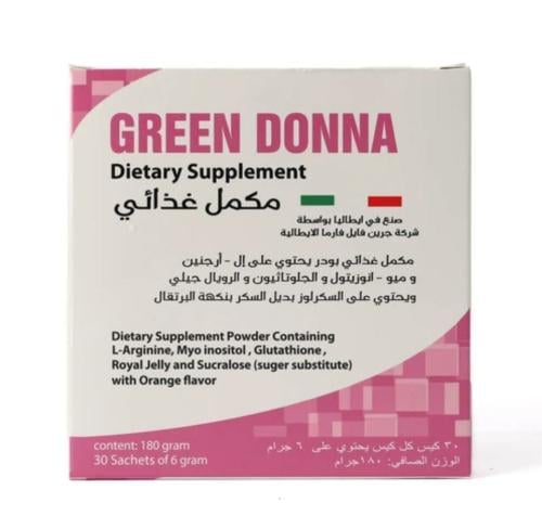 جرين دونا، مكمل غذائي بطعم البرتقال لتنشيط التبويض وعلاج تكيس المبايض - 30 كيس.  GREEN DONNA
