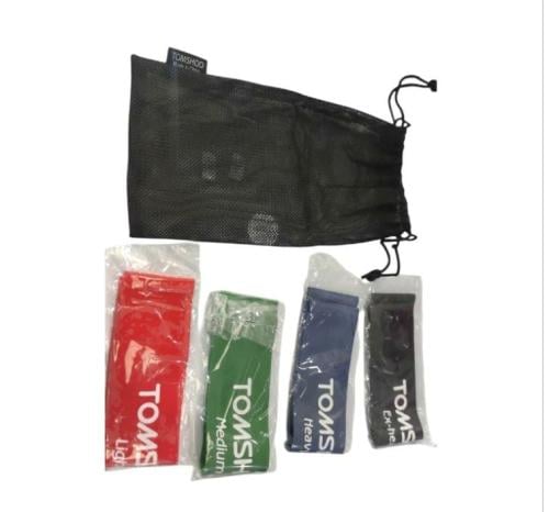 تومشو احزمة مقاومة للتمارين الرياضية  احزمة للنساء، لليوغا، احزمة مقاومة مستديرة للارجل والارداف، احزمة تمارين للمنزل وصالة الالعاب الرياضية _  4 قطع وشنطة. TOMSHOO