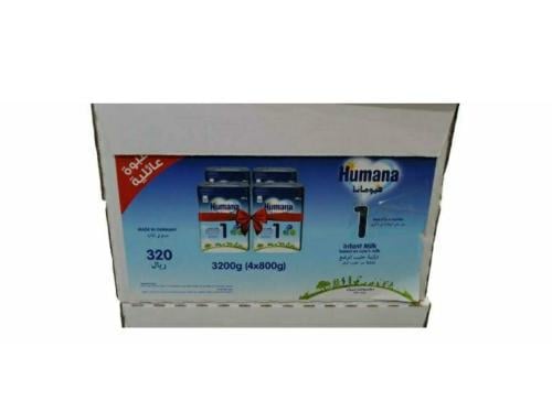 هيومانا، حليب أطفال، مرحلة 1، 0-6 شهر، 800 × 4 جم / 3200g  - 1.  عبوة عائلية.   Humana