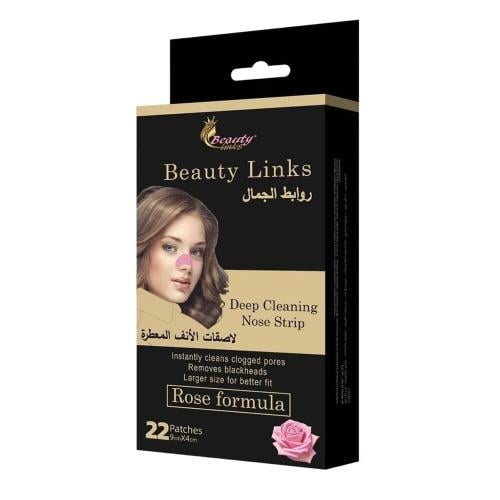 بيوتي لينكس  روابط الجمال لاصقات الأنف المعطرة بتركيبة الورد - 22 لصقة.  Beauty Links
