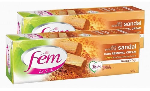 كريم إزالة الشعر بالصندل  لتجديد شباب البشرة  من فيم  _ 2 × 120 جم     Fem