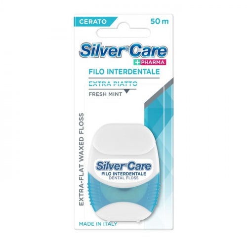 خيط تنظيف أسنان فائق التسوية مغطى بالشمع بالنعناع من سيلفر كير العناية الفضية _50 م / Silver care