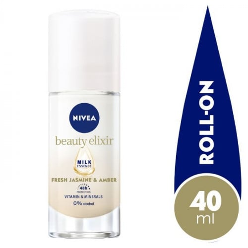 Nivea مزيل عرق، رول-أون، حماية حتى 48 ساعة، برائحة الياسمين والعنبر من  نيفيا، إكسير الجمال _  40 مل
