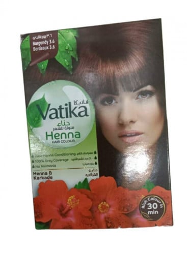 صبغة شعر  صبغة حناء لون بورغاندى3.6 من دابر فاتيكا _ 60 جرام.  Vatika