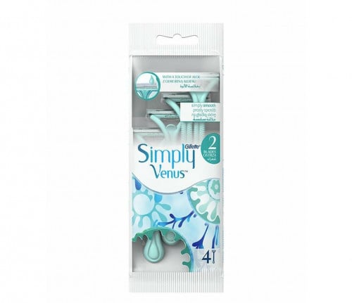 Gillette ماكينة حلاقة نسائي للأستعمال مرة واحدة بسيطة مزودة بشفرتين للحلاقة من جيليت _ 4 قطع