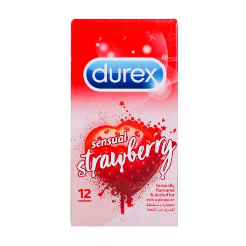 واقي ذكري بنكهة الفراولة منقطة لمتعة مضاعفة من ديوركس - 12 واقي ذكري durex