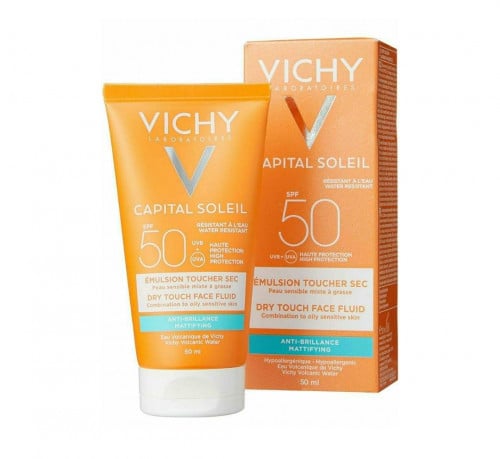 كريم سائل ايديال سوليل بلمسة غير لامعة للوجه مع عامل حماية من اشعة الشمس اس بي اف 50 من فيتشي، سعة 50 مل vichy