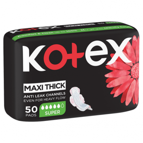 فوط صحية ماكسي سميكة  كبيرة مع أجنحة  من كوتيكس _ 50 فوطة kotex