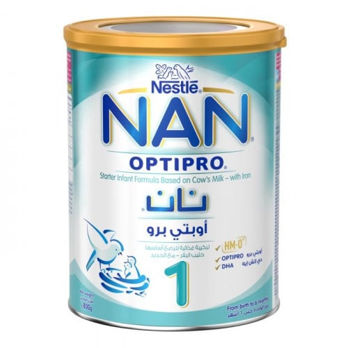 Nestle حليب أطفال  نان أوبتي برو 1 من الولادة حتى 6 أشهر تركيبة غذائية للرضع أساسها حليب البقر مع الحديد - 800 جم