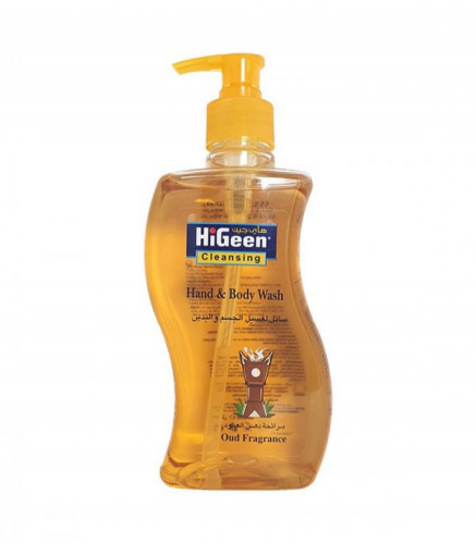 غسول سائل للجسم واليدين برائحة دهن العود من هاي جين 500مل.  Higeen