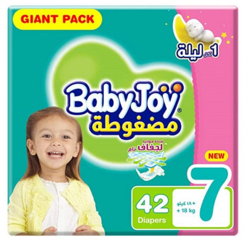 بيبي جوي مقاس (7) عبوة التوفير الضخم 42 حفاضة.  Baby joy
