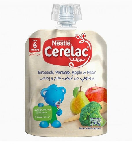 Nestle مهروس فواكه وخضروات بروكلي ، جزر أبيض ، تفاح وكمثرى من نستله سيريلاك _ 90 جرام