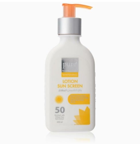لوشن الوقاية من الشمس للتبييض من بيور بيوتي بعامل حماية من الشمس 50+ _ 200 مل   PURE BEAUTY