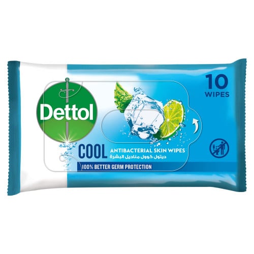 ديتول | مناديل مبللة للبشرة ( كوول ) - 10 مناديل.    Dettol
