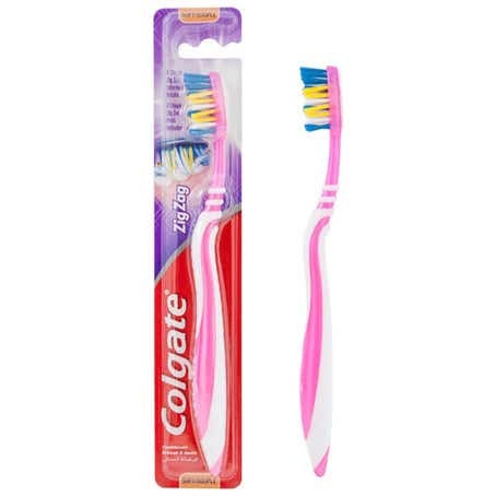كولجيت فرشاة أسنان كولجيت زيجزاج الناعمة لتنظيف اللسان.  colgate