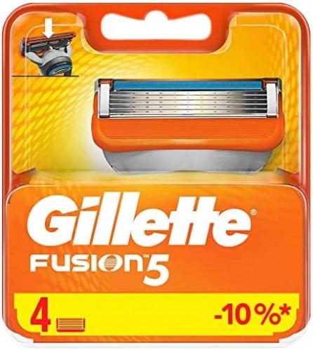 Gillette مجموعة شفرات حلاقة للرجال فيوجن 5 باور من جيليت _  4 شفرات   برتقالي/فضي