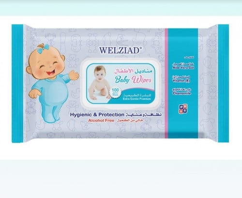 مناديل اطفال 100 منديل للبشرة الطبيعية من ويلزاد welziad