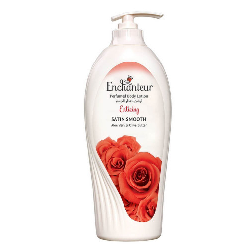 Enchanteur Satin Smooth- لوشن برائحة العود والورد مع الصبار وزبدة الزيتون للبشرة الساتان الناعم ، لجميع أنواع البشرة ، 500مل