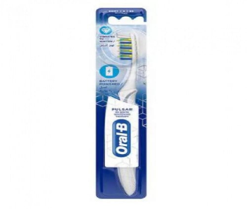 فرشاة أسنان أورال بي بولسار تعمل بالبطارية ، علاج تبييض أبيض ثلاثي الأبعاد ، ناعم S 35 - متعدد الألوان.  Oral B