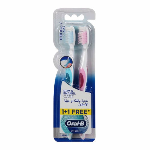 فرشة اسنان اورال بى 1+1 ناعمة جداً للعناية باللثة ومينا الاسنان Oral B T Brush Gum & Enamel Care Soft 1+1