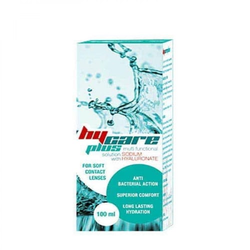 محلول العدسات هاي كير بلس من اي كولورز - 100 مل.    hy care plus solution for lenses 100ml