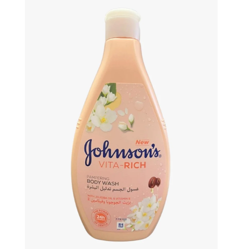 جونسون صابون سائل للإستحمام بخلاصة زيت الجوجوبا وفيتامين اي - 400مل.   Johnson