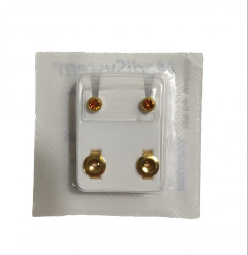 حلق نسائي طبي أمريكي مطلي بالذهب من ميدي سيستم ( سواروفسكي برتقالي ) medisystem