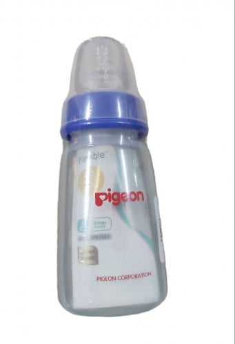 رضاعة بلاستيك للأطفال لحديثي الولادة من بيجون _120 مل بغطاء شفاف.  Pigeon