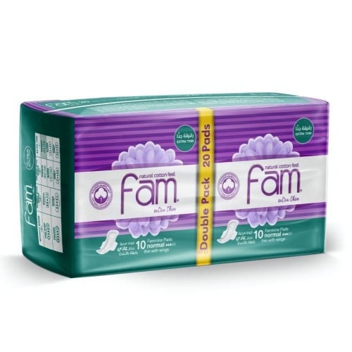 Fam فوط صحية حجم عادي رقيقة عبوة أقتصادية من فام _ 20 فوطة