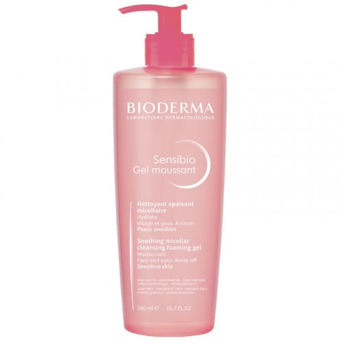 Bioderma/بيوديرما – جل تنظيف البشرة الرغوي.جل لطيف، مُنعّم و مُنظّف مع ترطيب مُعزّز  من بيوديرما سينسيبيو  _ 500 مل